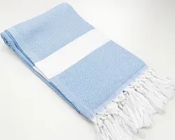 Рушник пештемаль Turkey Towel 100х180 см легкий великий для пляжу басейну бані сауни підстилка на дачу пікнік природу відпустку море ромб блакитний - мініатюра 4