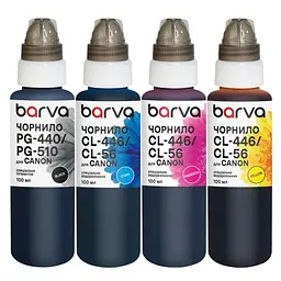 Комплект чорнил Canon PG-445/446/545/546, Black / Cyan / Magenta / Yellow, 4x100 мл, пігментні Barva teh0027556