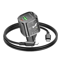 МЗП Borofone BN17 Sunlight PD20W+QC3.0 (1USB-A/1C) + кабель Type-C to Lightning Transparent black - мініатюра 5