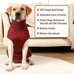 Гігієнічні труси/комбінезон для собак WanTalk Full Body Dog Diaper, Wine Red, L - мініатюра 3