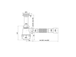 Сифон для кухні ZERIX з литим випуском SK-01-A 1 1/2"x40 - мініатюра 2