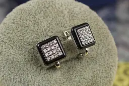 Сережки Xuping Jewelry віконце з чорною керамікою 10 мм сріблясті