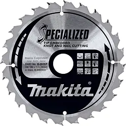 Диск пиляльний по дереву 190х30 мм 16T Makita Makblade Plus qulet cutting B-09357
