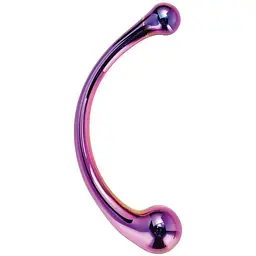 Двосторонній фалоімітатор Glamour Glass Curved Wand 21 см мульті