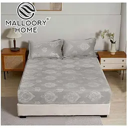 Простирадло MALLORY HOME 180*200 велюр на резинці +наволочки арт.22209 сірий