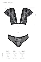 Комплект Passion LEAFA BIKINI black, XXL/XXXL, бюстгальтер-топ з рукавчиками, стрінги-шортики з вирізом - мініатюра 5