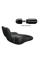 Ерекційне віброкільце Pretty Love Davion Penis Ring Black, 7.4 см (чорний) - мініатюра 4