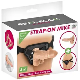 Жіночий страпон-трусики 2 в 1 Real Body Mike довжина 13 см діаметр 3.8 см трусики та фалоімітатор