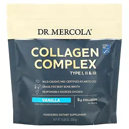 Колагеновий комплекс типів l, ll та lll, Collagen Complex, ваніль, 5 г, 309 грам Dr. Mercola vit0001750