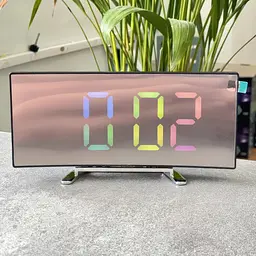 Годинник настільний з термометром нічник c RGB підсвічуванням електронний дзеркальний LED годинник з будильником - мініатюра 3