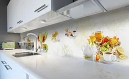 Вініловий кухонний фартух Сніданок наклейка для кухні ПВХ квіти Фрукти Жовтий 65х250 см Happy Pocket Z181636 - мініатюра 6