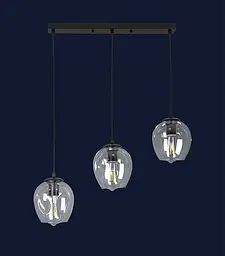 Люстра стельова Levistella 756PR0231F-3 BK+CL (500), 3 плафона, чорний метал, для вітальні - мініатюра 2