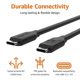 Кабель Amazon Basics USB-C to USB-C 4.0 для швидкого заряджання - мініатюра 7