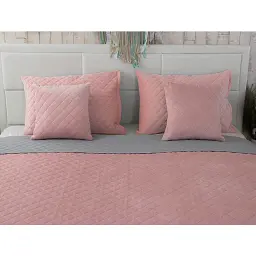 Покривало Руно двостороннє Velour Pink and Grey ромб 180х220 см рожево-сіре - мініатюра 6