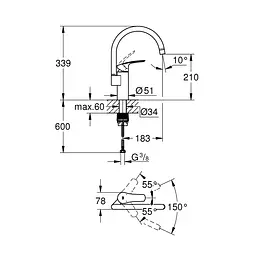 Змішувач для кухні Grohe Eurocube New 33202003 Хром - мініатюра 2