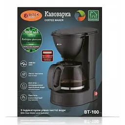 Краплинна кавоварка на 1000 мл кава-машина чорна 2800 Вт BITEK BT-100 - мініатюра 4