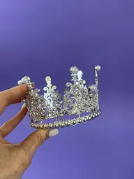 Корона срібна з білим камінням, діаметр 10,5 см - мініатюра 2