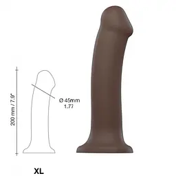 Фалоімітатор Strap-On-Me Dual Density Bendable XL 20 см коричневий - мініатюра 3
