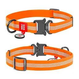 Нашийник для собак водостійкий Waudog Waterproof с QR-паспортом світловідбиваючий металева пряжка-фастекс L Ш 25 мм Д 34-49 см