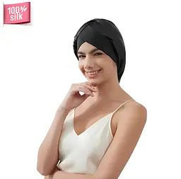 Шапочка для догляду за волоссям MaryuPHairм з 100% шовку (чорний)