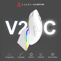 Мишка бездротова AJAZZ AJ139 V2 MC Миша комп'ютерна із зарядною док-станцією / 2.4G / Bluetooth / USB White (19577) - мініатюра 2