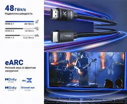 Кабель HDMI UGREEN HD150 2.1 8K 60 Гц 10 м чорний (95966) - мініатюра 3