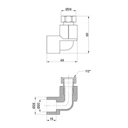 Кутник PPR Thermo Alliance з накидною гайкою 20х1/2" ВР DSE701 - мініатюра 2
