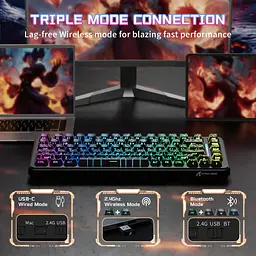 Ігрова магнітна клавіатура Attack Shark X82 Pro / Три режими підключення / Magnetic Switch / Black - мініатюра 4