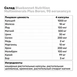 Вітаміни та мінерали Bluebonnet Nutrition Multiminerals Plus Boron 90 вегакапсул - мініатюра 3