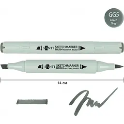 Набір спиртових маркерів Santi Brush SA-GG5 зелено-сірий 5, 6 шт. (390937) - мініатюра 2