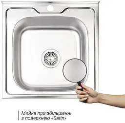 Кухонна мийка Brinex 5050 0.6 мм, врізна BRIN5050SAT06 - мініатюра 2