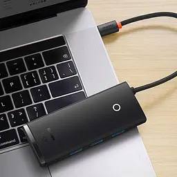 USB-хаб Baseus Lite Series 4-Port USB-A HUB Adapter USB-A to USB 3.0*4 25cm WKQX030001 Black - мініатюра 6