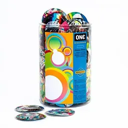 Набір презервативів ONE Classic Select Artist Collection, 100 шт, зі змазкою, паковання-тубус