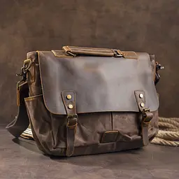 Солідний портфель на плече 20119 Vintage коричневий - мініатюра 3