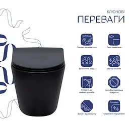 Унітаз підвісний Qtap Scorpio Ultra Quiet, з сидінням Slim Duroplast/ Soft-close/ Quick Release QT14332380AMB - мініатюра 2