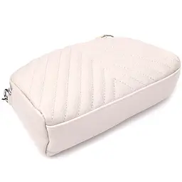 Модна сумка прошита трикутниками з натуральної шкіри Vintage 22910 біла - мініатюра 6