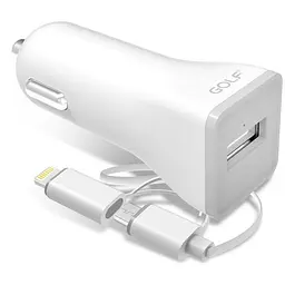 Автомобільний зарядний пристрій GOLF GF-C3 Car charger 1USB 2,1A White