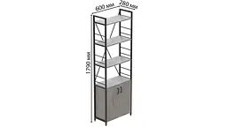 Етажерка 4/60 Ferrum-decor Серії Конект з тумбою 179x60x28 Чорний ДСП Бетон (FRD-104490) - мініатюра 3