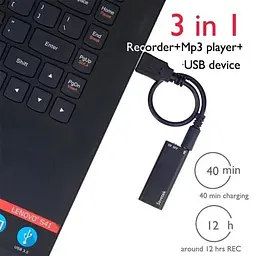 Диктофон Savetek 300 8 Гб з активацією голосом Чорний (S3008) - мініатюра 5