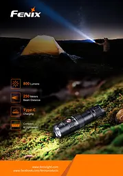 Ручний тактичний ліхтарик Fenix PD25R 800лм Type-C (Чорний) - мініатюра 9