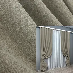 Комплект штор VR-Textil льон блекаут 2 шт 150x270 см сіро-бежевий (1719ш)
