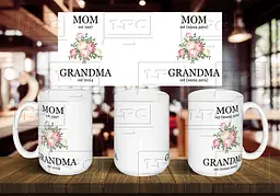 Чашка з Вашою датою "Mom est 1997 and Grandma est 2024" 425 мл Зелена