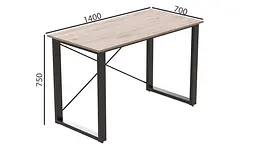 Письмовий стіл Ferrum-decor Драйв 750x1400x700 Чорний метал ДСП Дуб Сан-Марино 16 мм (FRD-103193) - мініатюра 2