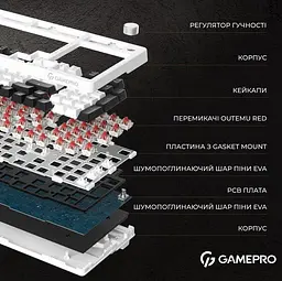 Клавіатура GamePro MK170W Outemu Red Hot-Swap RGB USB White (MK170W) - мініатюра 9
