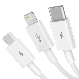 Дата кабель Baseus Superior Series USB to MicroUSB-Lightning-Type-C 3.5A (1.5m) (CAMLTYS) Stellar White - мініатюра 2