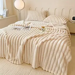Плед євро 200*220см Імператорський 7см смужка Бежевий COLORFUL HOME - мініатюра 4
