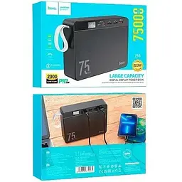 Портативна батарея Hoco J94 Overlord 22.5W PD20W QC LCD 75000 mAh Black - мініатюра 5