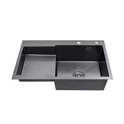 Кухонна мийка Kroner KRP Schwarze - 7848RHM PVD (3,0/1,0 мм) CV030024, Чорний - мініатюра 3