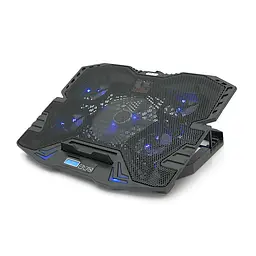 Підставка під ноутбук IceCoorel K5, 10-15", 1*125mm 1400±10% RPM + 4*70mm 2500±10%RPM, корпус пластик+алюміній, 2xUSB2.0, 365x297x30mm, Blue,Box, Q18 - мініатюра 4