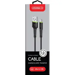 Дата кабель USB 2.0 AM to Micro 5P 1.2m CBFLEXM1 black Intaleo (1283126487453) - мініатюра 2